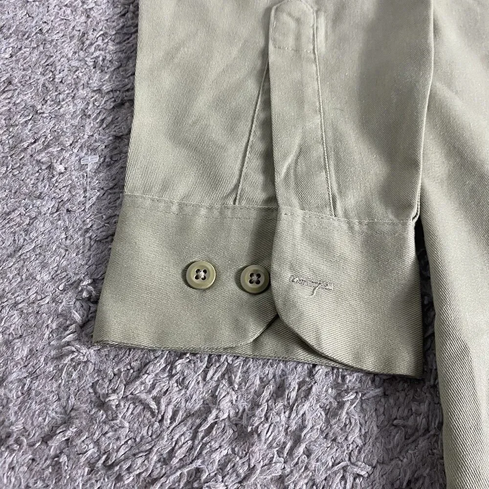 Dickies Work Shirt Mens Medium Long Sleeve Industrial Button Up Khaki Tan Chore
